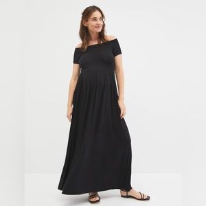 Motherhood Maternity OFF THE SHOULDER PHOTOSHOOT MATERNITY DRESS BLACK SMALL